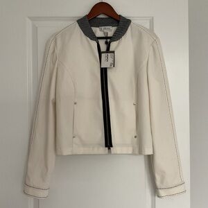 St. John Sport NWT short cotton blend white/black trim jacket. Women- large